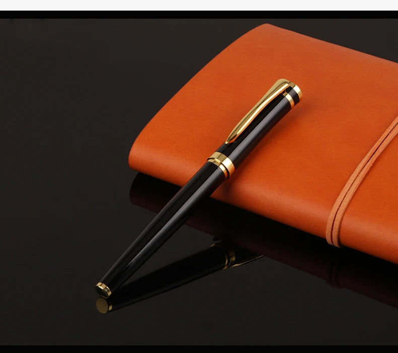 Luxury Metal Silver Black Signature Ballpoint Pens for Business Writing Office Supplies Stationery Customized Logo Name Gift