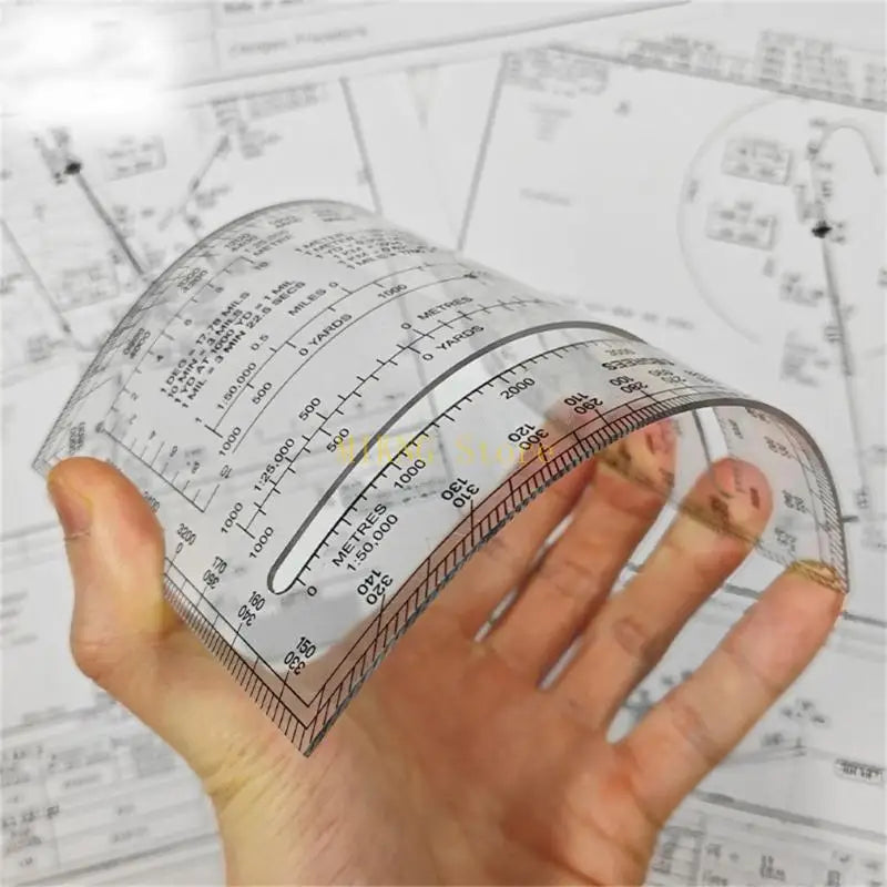 Flexible Map Scale Protractor Clear Coordinate Scale Map 1:25000 Best Sale