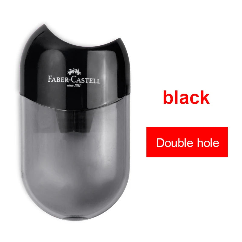 Faber Castell Cute Pencil Sharpener Double Hole with Container Plastic Student School Stationery Mini Manual Pencil Sharpeners