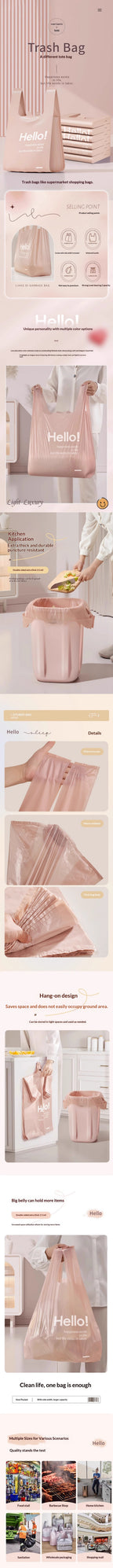 100Pcs Handheld Garbage Bag Disposable Trash Pouch Shopping Bag Kitchen Storage Garbage Bags Cleaning Waste Bag Plastic Bag