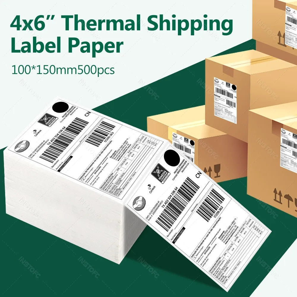 4"x6" Thermal Label Paper 100x150mm Adhesive Stickers Shipping Labels For DHL UPS Express Barcode Logo Label Water/Oil-Proof