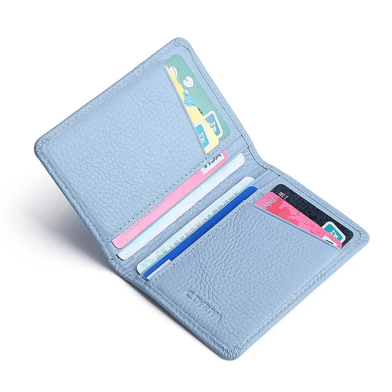 Multi-card Slot Solid Color Portable Leather Card Case Universal Bank Credit Card ID Bus Card Holder Travel Organizer Wallets