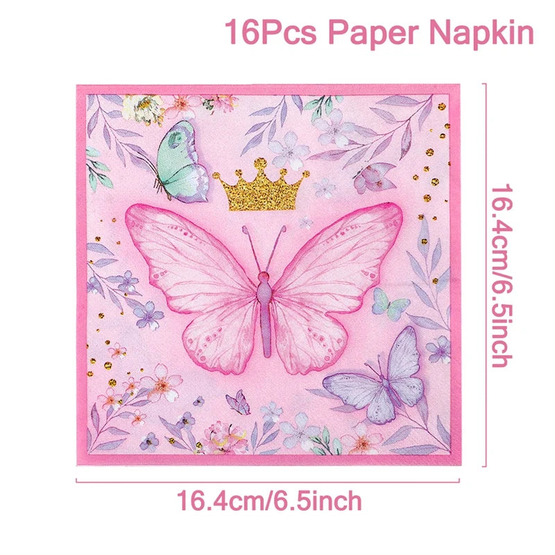 Butterfly Birthday Party Decoration  Butterfly Party Disposable Tableware Paper Cup Plate Birthday  Party