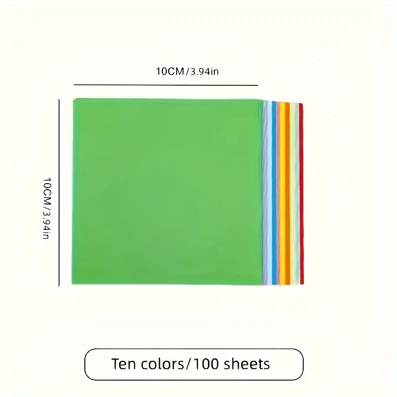 100 Sheets 10cm Origami Colored Paper Square Handmade Origami Crane Material Student Enlightenment Teaching Paper Supplie