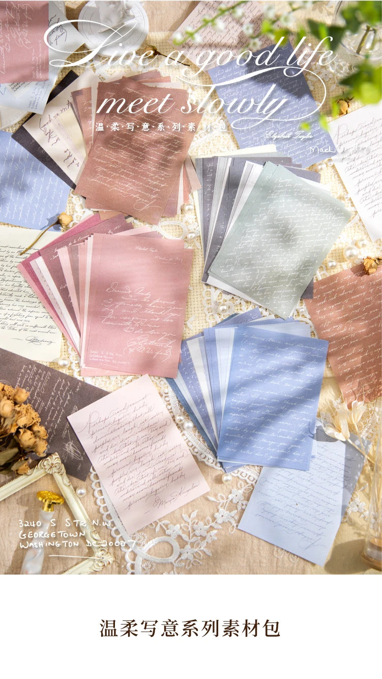 Yoofun 30pcs/pack Large Size Ins Style Material Papers Letter Journal Scrapbooking Background Decoration Paper Memo Pads