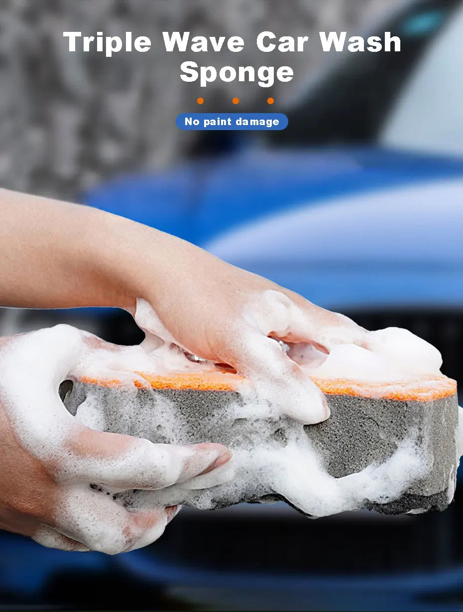 SEAMETAL 1pc Car Damp Clean Sponge Three Layers Wash Sponge Block Remove Duster for Car Detailing Care Tools Washing Accessories