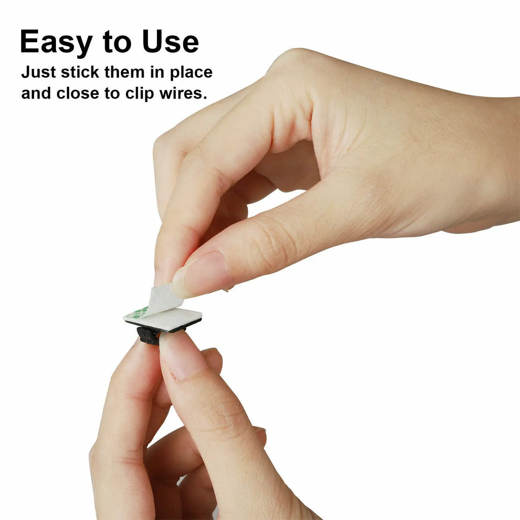 100pcs Stickable Clips Double-sided Tape Adhesive Cable Wire Clips Cable Management Wire Cable Holder Clamps Cable Tie Holder