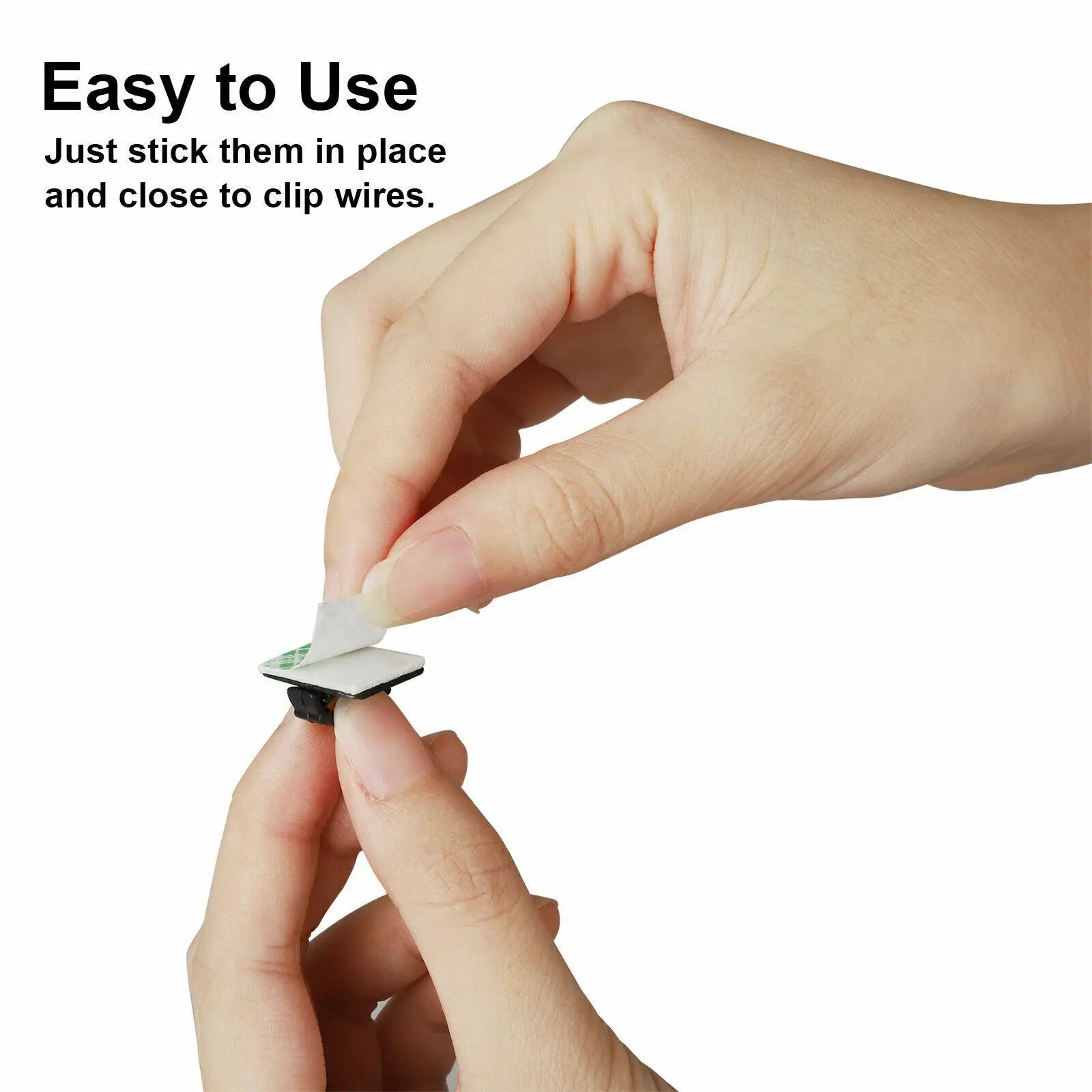 100pcs Stickable Clips Double-sided Tape Adhesive Cable Wire Clips Cable Management Wire Cable Holder Clamps Cable Tie Holder