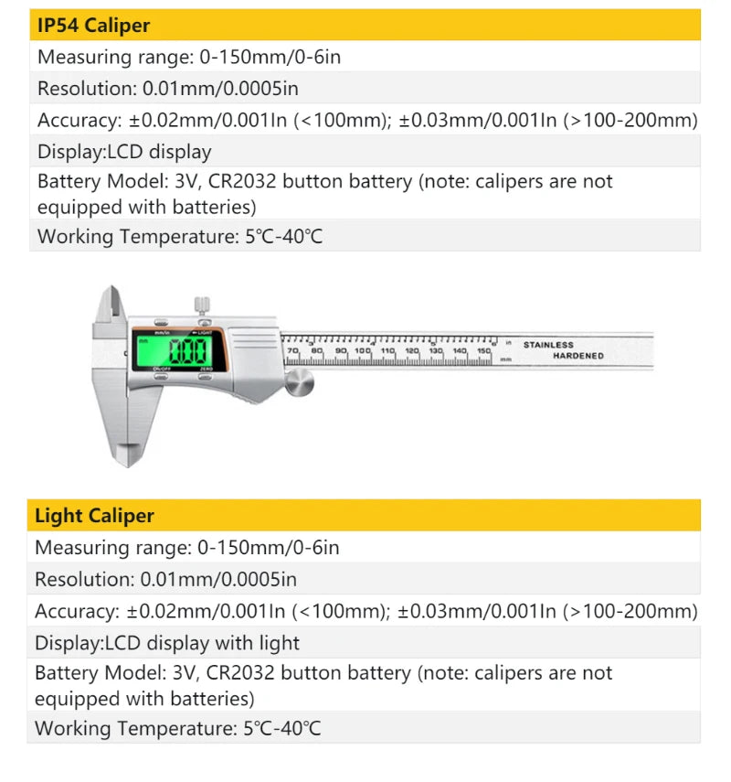 Kerseo Digital Caliper Stainless Steel Metal Vernier Caliber Measuring Tools Woodworking Thickness Gauge Depth Electronic Ruler