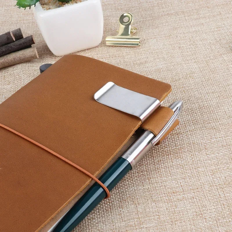 1pc Travelers Notebook Pen Holder Retro Metal Leather Pen Clip Stainless Steel For Midori Travelers Notebook Diary