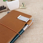 1pc Travelers Notebook Pen Holder Retro Metal Leather Pen Clip Stainless Steel For Midori Travelers Notebook Diary