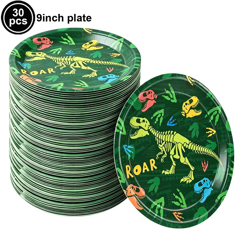Jurassic Dinosaur Party Dinosaur Fossil Disposable Tableware Plate Cup Napkins Dinosaur Theme Birthday Party Decor Supplies