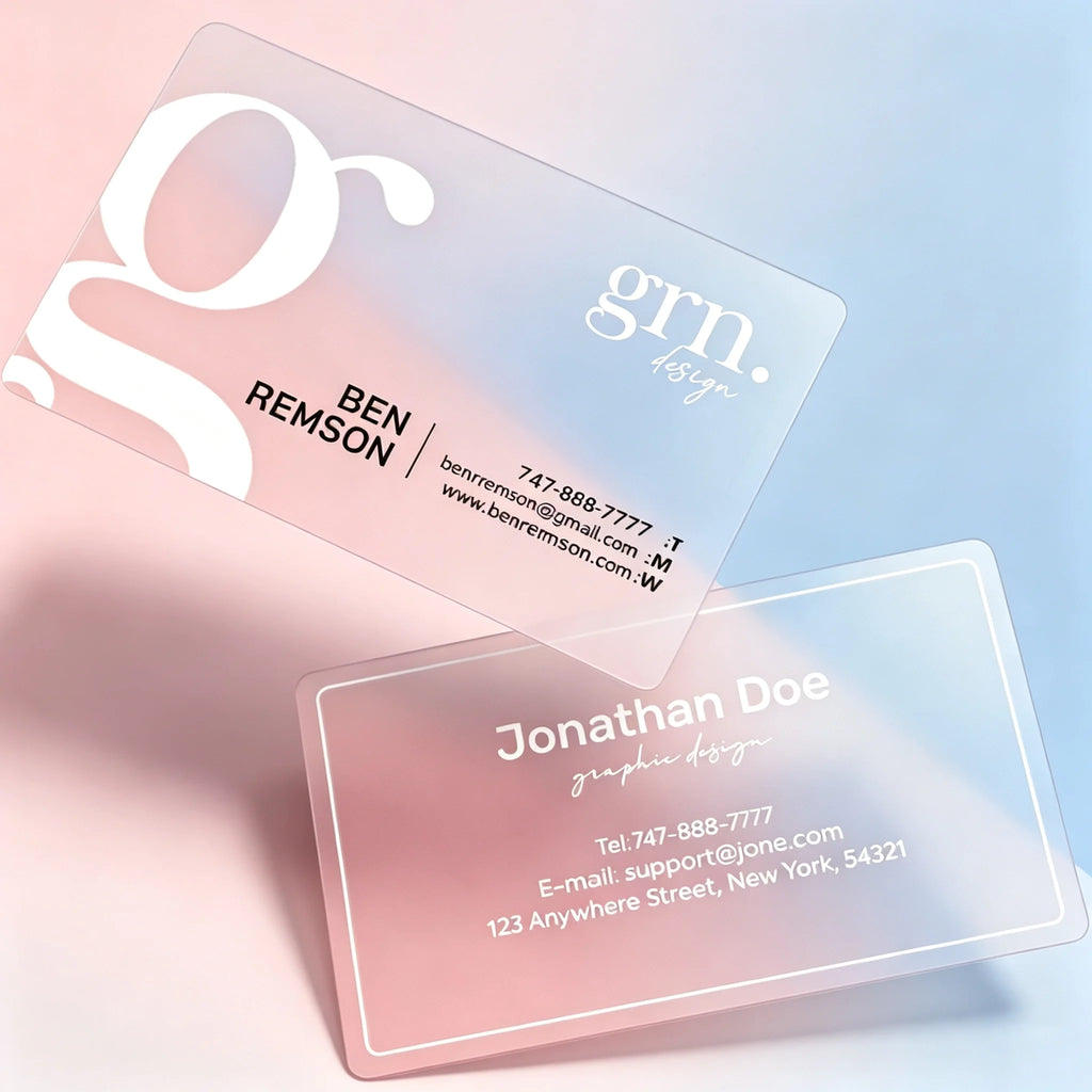 Custom Transparent PVC Business Cards White Ink Print Thank You Cards One Side Print Free Design Round Corner Office Supplies