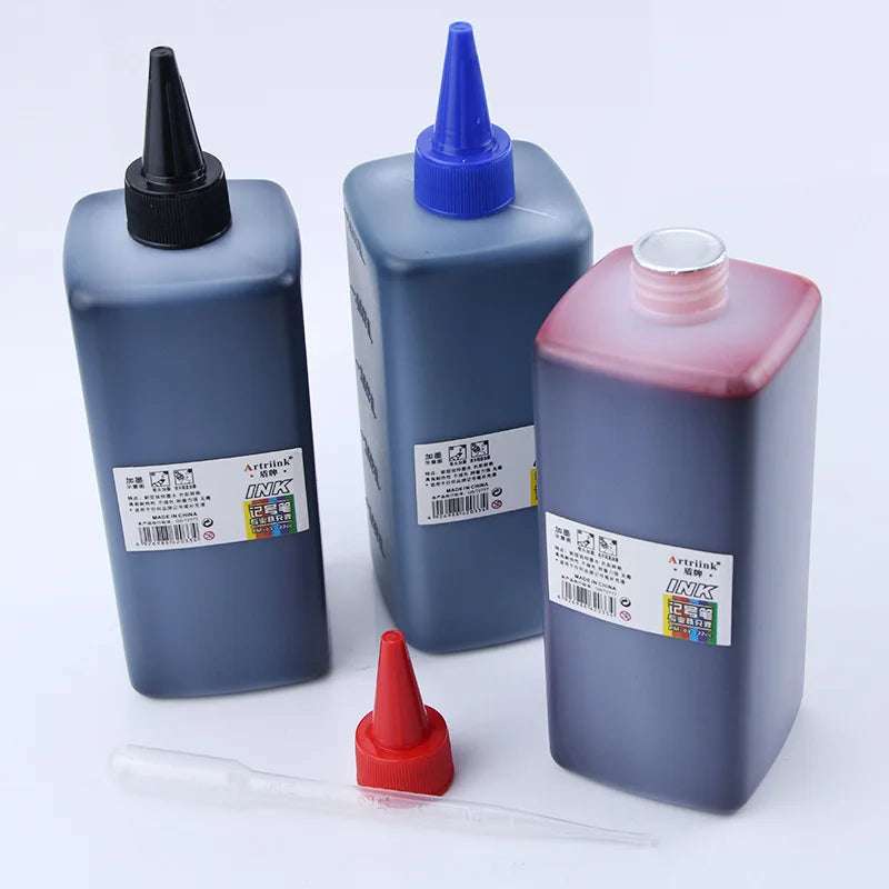 500ML Graffiti ink Permanent Marker Refill Ink - Oil-Based Waterproof for Black/Red/Blue Markers (Bulk Bottle, Non-Erasable)