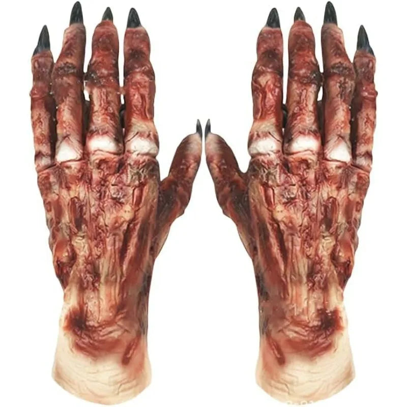 Mummy Hand Latex Gloves for Halloween Easter Costume Lifelike Zombie Prop for Adults Children Party Favor Spooky Dress-Up