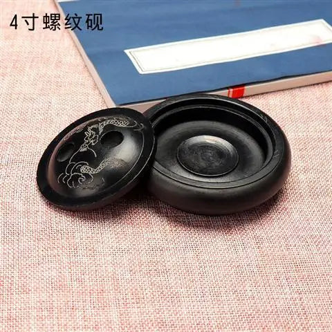 Natural Original Stone Inkstone With Cover Longan Round For Students Libros Livros Livres Kitaplar Art