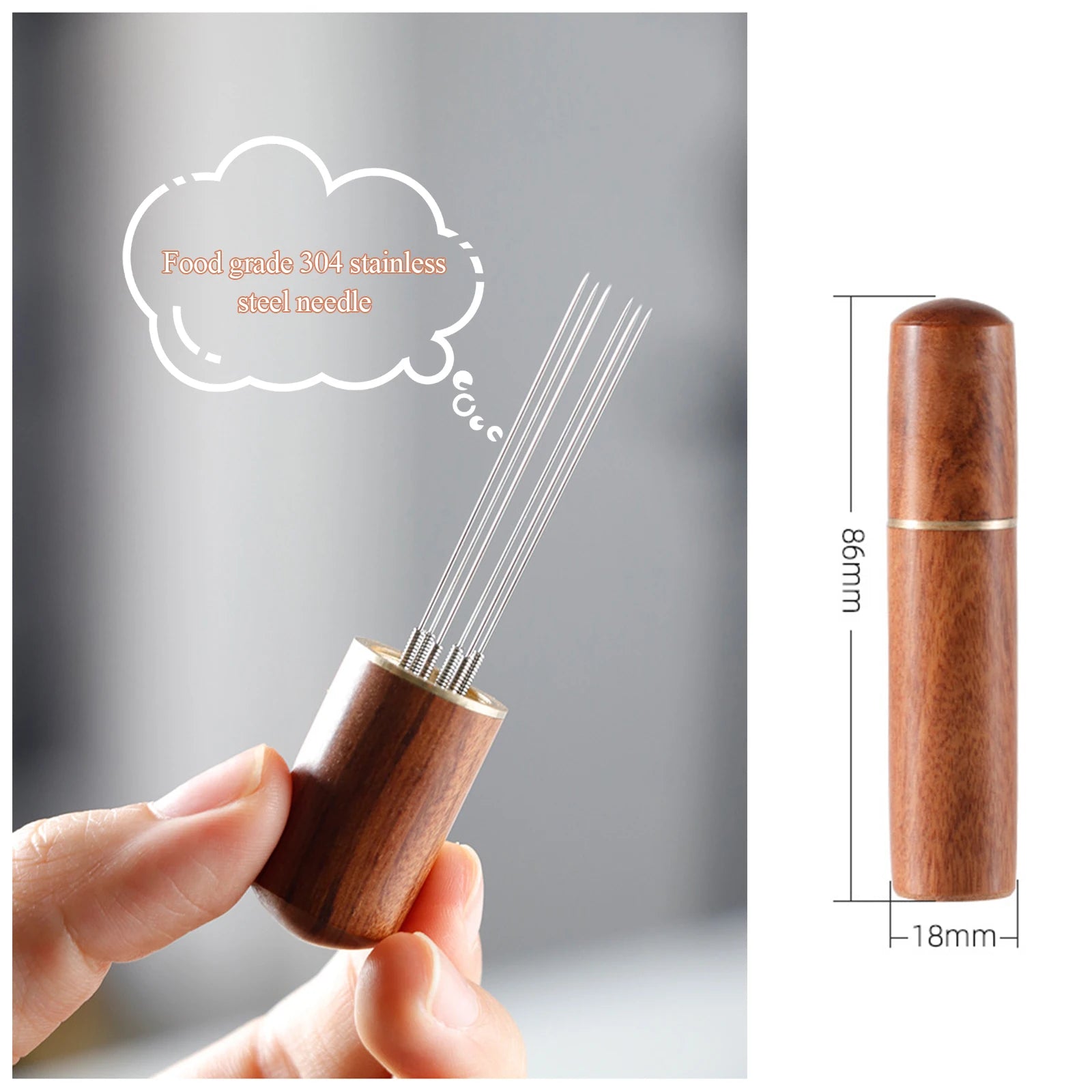 Professional WDT Tool for Espresso, Wooden Handle Coffee Stirrer with, Even Coffee Grounds Distributor & Leveler, Barista Access