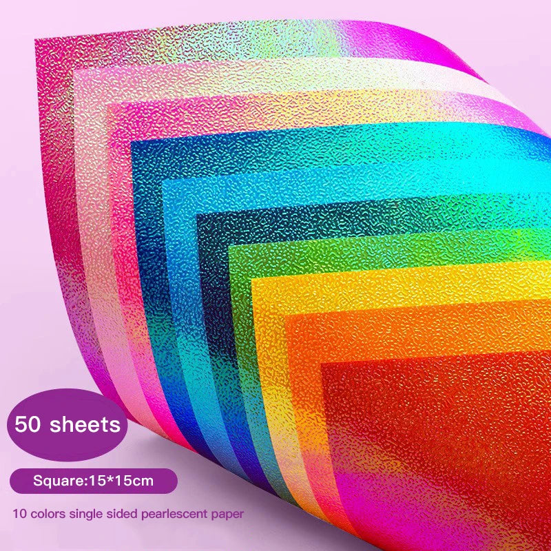 60/20 Multicolored Sheets Square Origami Paper Toner Reactive Foil Folding Paper Laser Shining Papers Craft Scrapbooking Decor