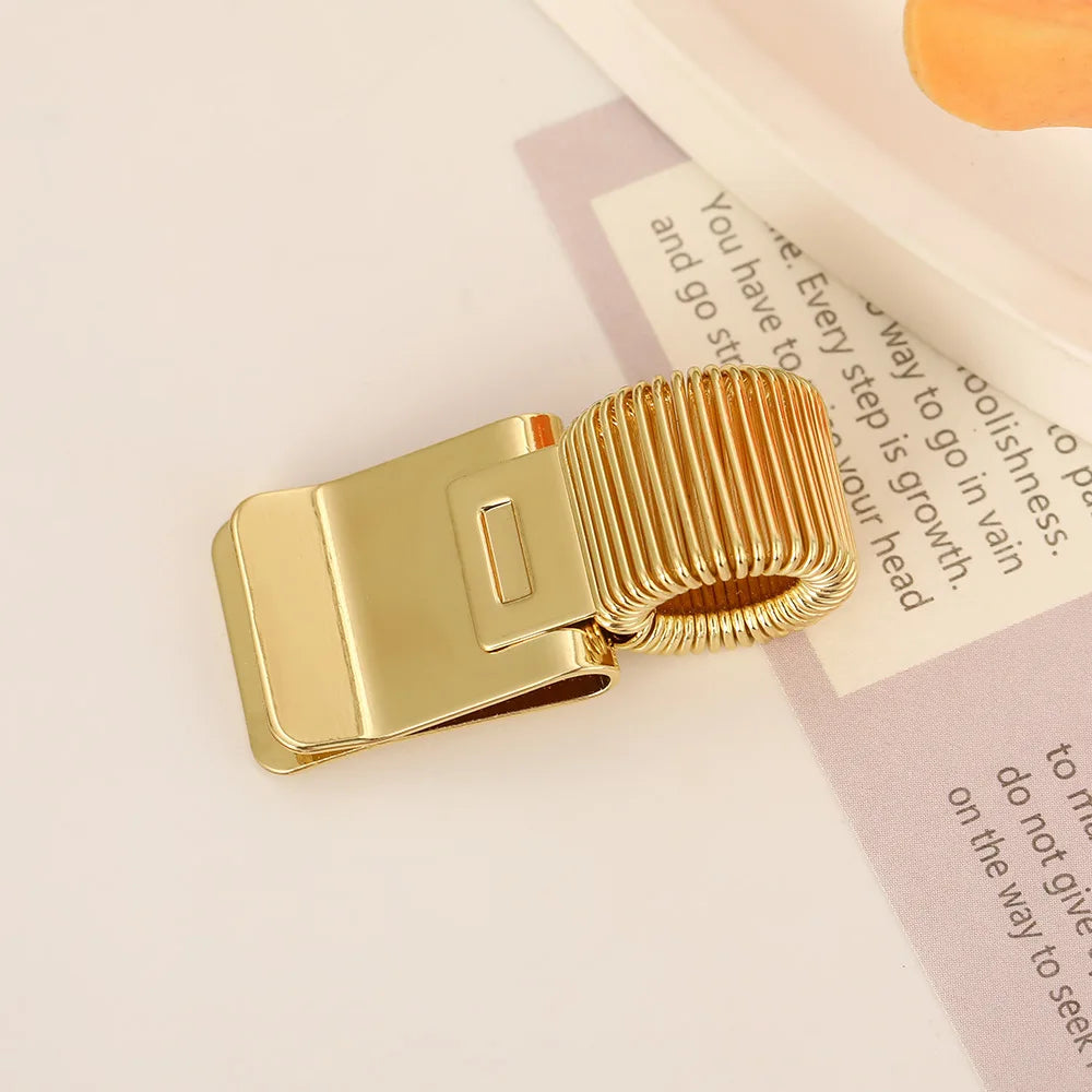 1pc Heavy-Duty Metal Pen Clip with Spring - Secure Grip Notebook Paper Clip, Minimalist Desk Organizer for School, Office