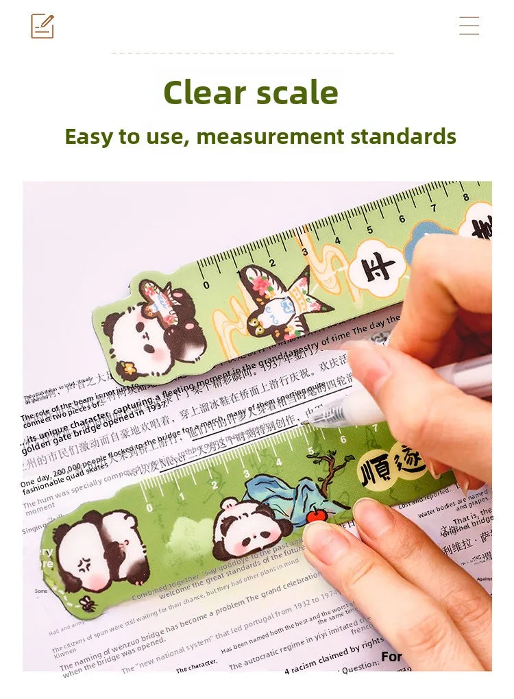 Cute Panda Magnetic Bookmark Ruler Student Creative Flexible Ruler 15cm Cartoon Rabbit Bear Capybara Magnetic Straight Ruler