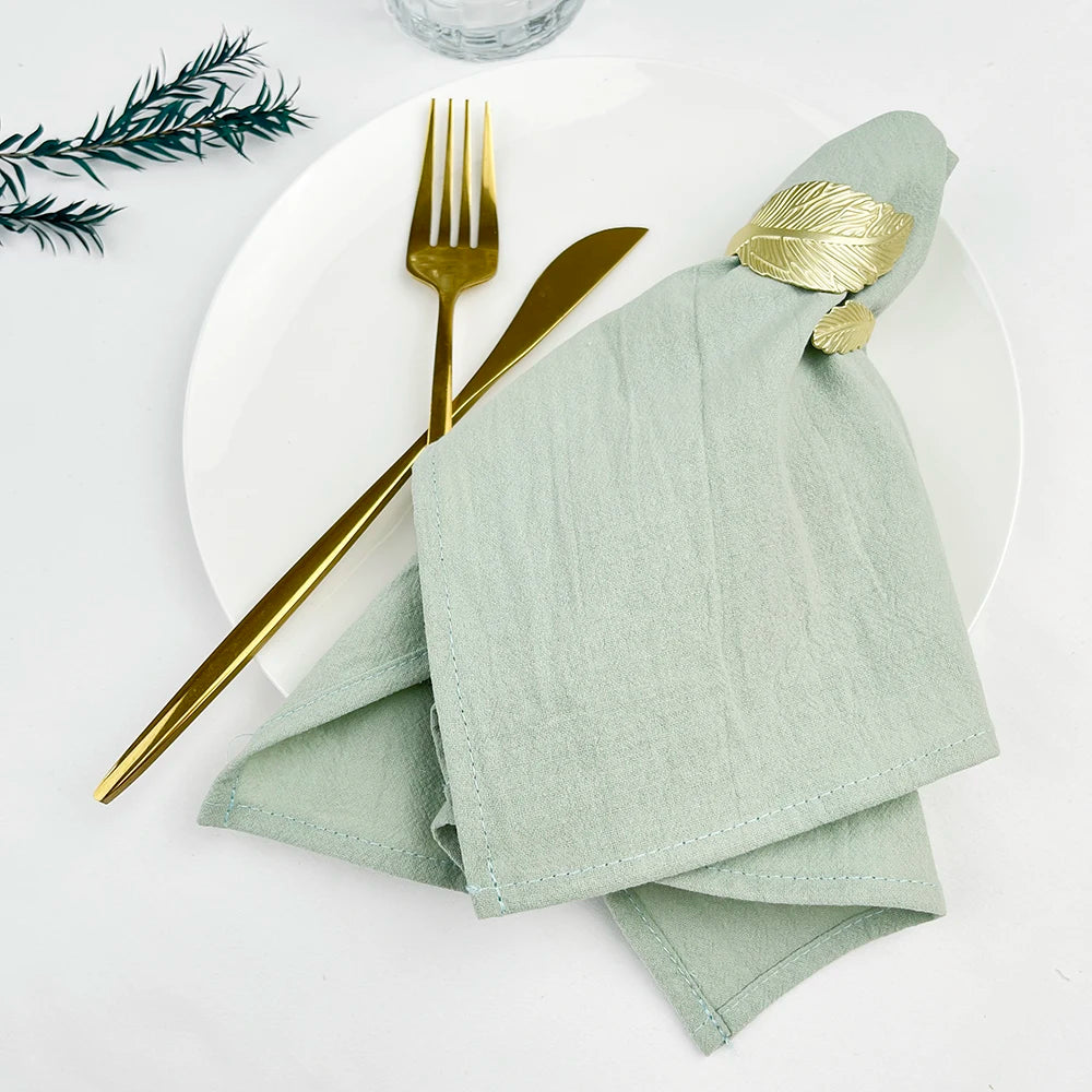 4PC 30X45CM Wedding Cloth Napkins Sage Green Cotton Fabric  Dinner Kitchen Tea Towels Table Design Mat Christmas Decoration