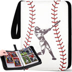 Trading Card Binder 400 Pockets 50 Pages Zipper 3 Ring Sports Album Baseball Card Storage Holder Compact Collector Case