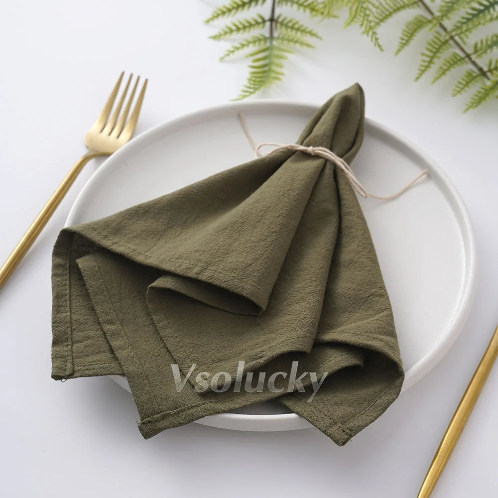 Cloth Napkin 40x40cm Washed Cotton Plain Washed Cotton Soft Rustic Table Napkin for Wedding Christmas Party Daily Family Meals