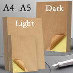 A4/A5 20/50pcs Brown Self-Adhesive Paper Sticker For Inkjet Laser Printer Copier Light Dark Adhesive Backed Kraft Paper  Label