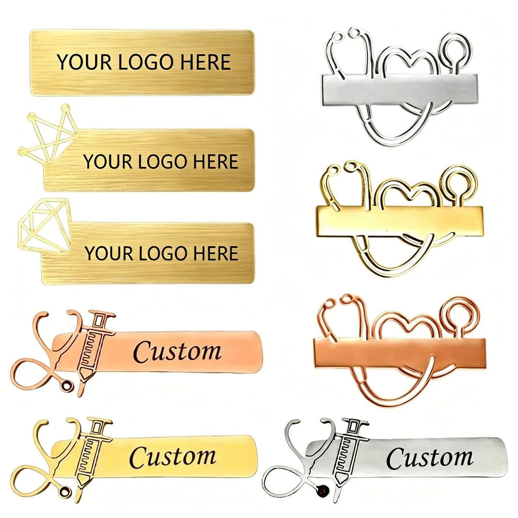 Personalized Name Tags Magnetic Name Badges With Logo Medical Pattern Laser Engraved Metal Staff Custom Nameplate