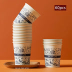 60pcs Disposable Paper Cups Thickened Food-grade High-temperature Coffee Cups Home Party Teacup Picnic Portable Water Cups