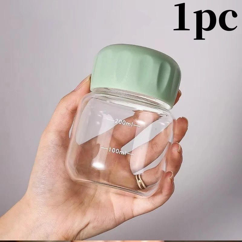 1/2PCS 300ml Small Water Bottle Plastic Portable Leakproof Mug Juice Milk Drinking Cup with Scale for Outdoor Kitchen School
