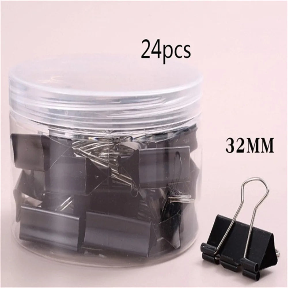 15mm/19mm/25mm/32mm/41mm/51mm Black Metal Binder Clips Long Tail Clip Folder Bookmark Paper Ticket Clip