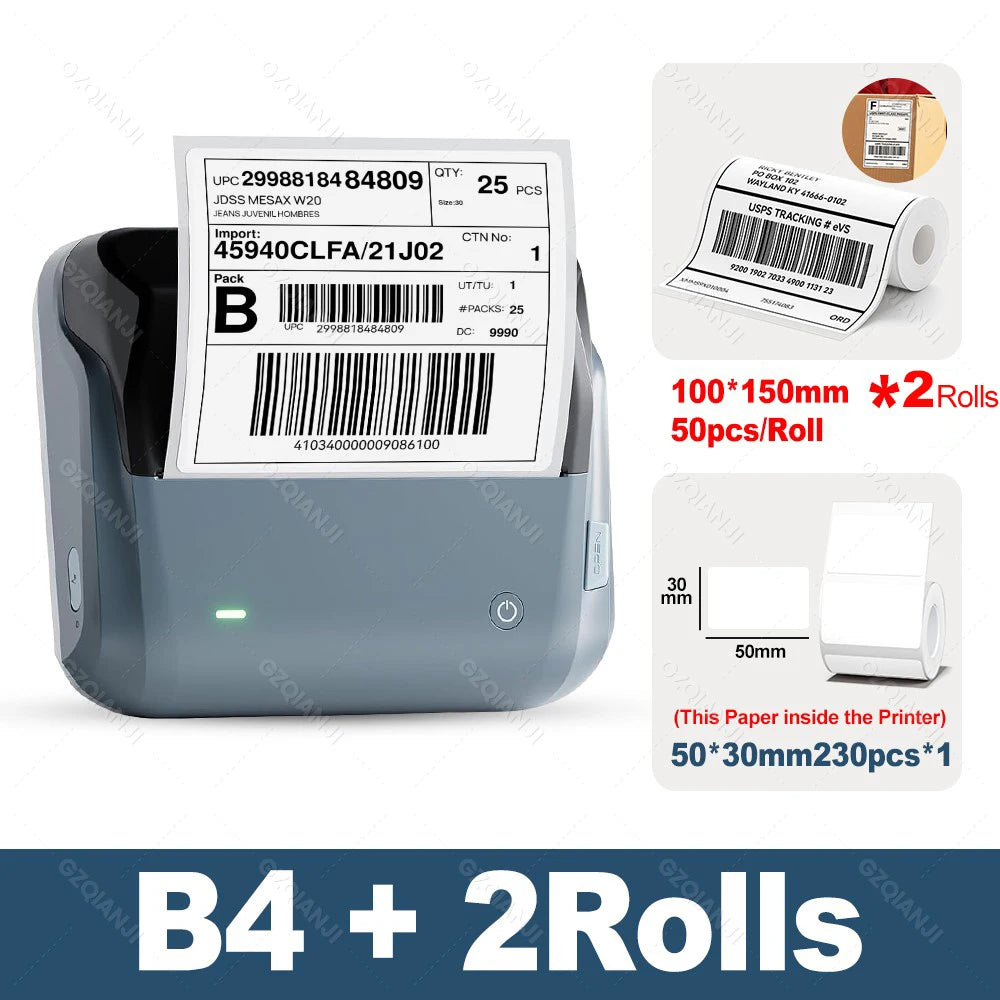 NIIMBOT B4 Potable 4inch Label Printer 20-110mmm Print Width Label Shipping Barcode Sitcker Big Size Multiple Devices Connected