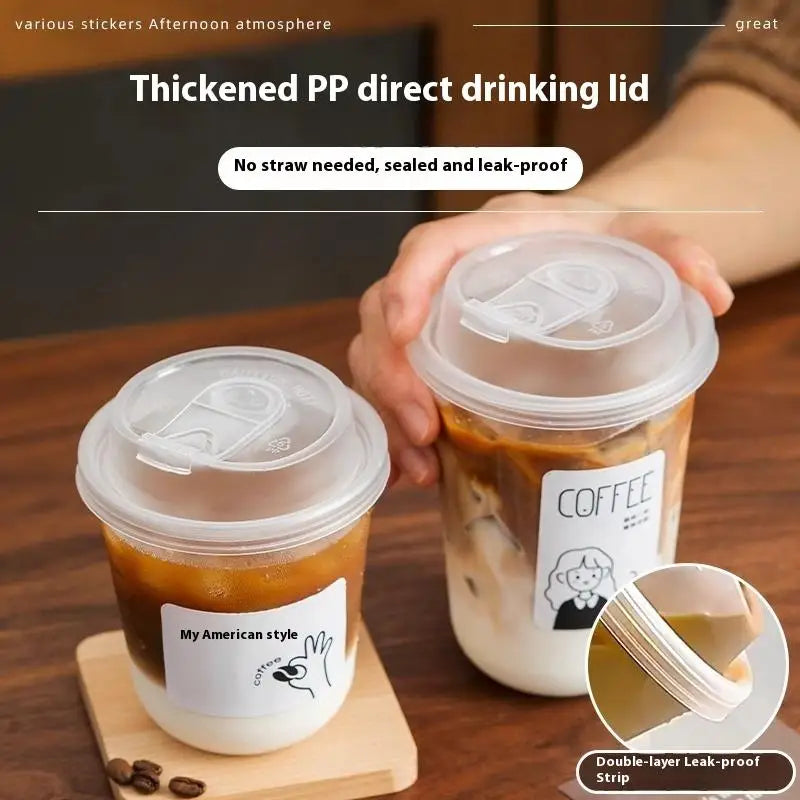 10pcs Transparent Coffee Cups With Lids U-shaped Disposable Cups For Hot Drink Milk Tea Takeaway Beverage Cups〔CC11〕