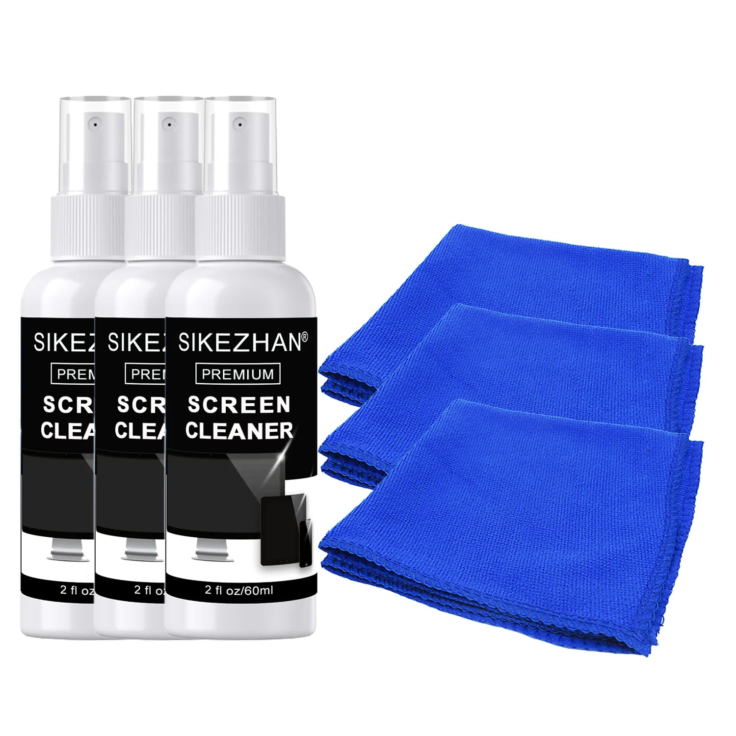 60ml Screen Cleaner Spray Kit & Microfiber Cloth - Streak Free for LED OLED Smart TV, Monitor,Laptop, iPad, Tablet & Car Display