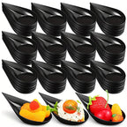 50Pcs Mini Tear Drop Tasting Spoons, Disposable Catering Supplies for Serving Desserts  Appetizer, Clear with Gold Glitter