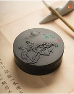 Chinese She Inkstone Inkslab for Calligraphy Ink stone student Inkwell with cover Ink Well Grinding Ink-well