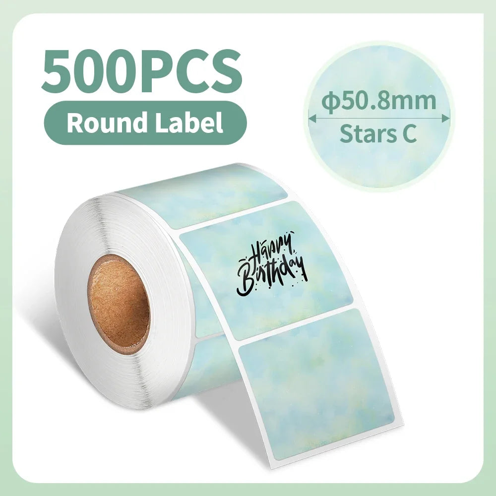 500-1000 Pcs Phomemo Thermal Label Paper Round Sticker Waterproof Label for Gift Kids Stickers School Supplies for 241 Printer