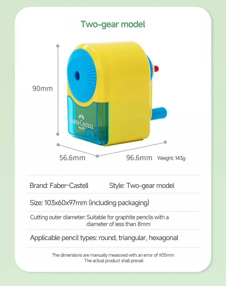 Faber-Castell Automatically Enters Lead Pencil Sharpener Desktop Rotary Anti Sticking Lead Second gear Hand-cranked Sharpener
