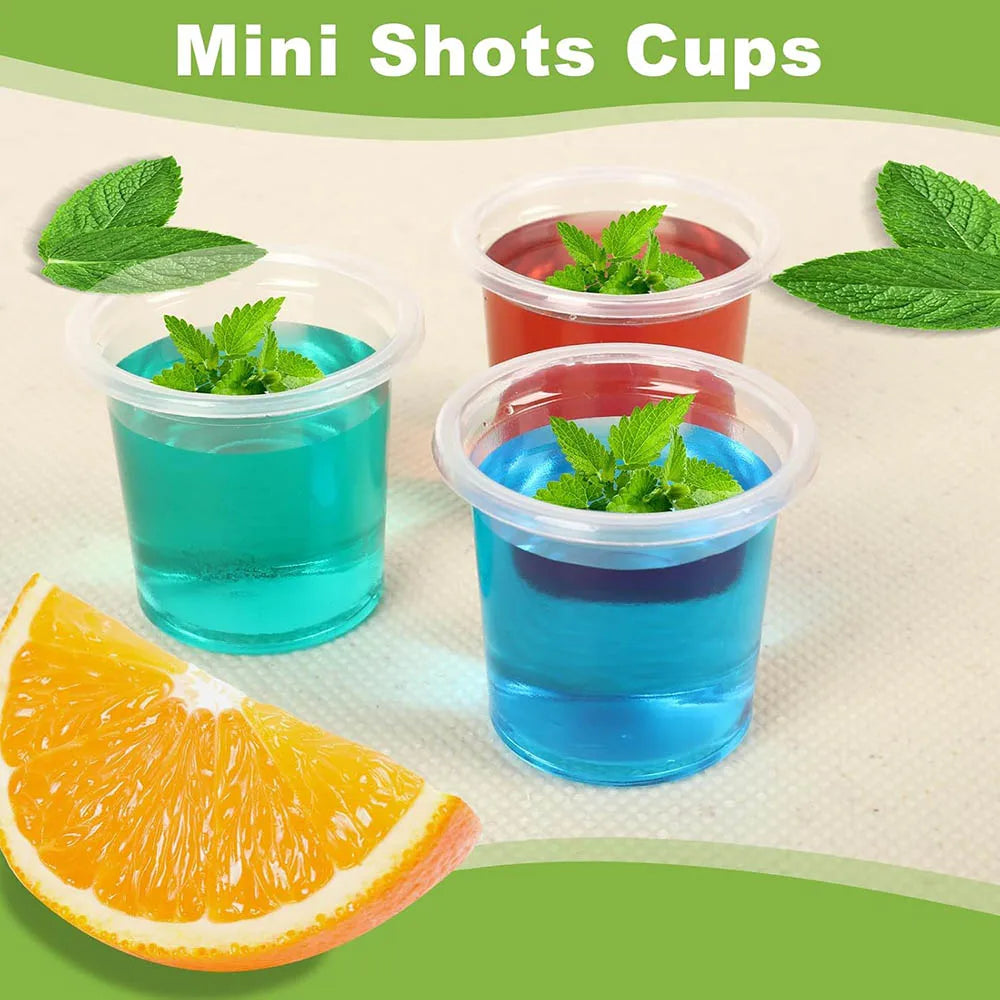 0.6oz/20ml Disposable Mini Jello Shots Cups,Tiny Clear Plastic Sample Cups for Tequila Alcohol Tasting,One Shot Cheers Party