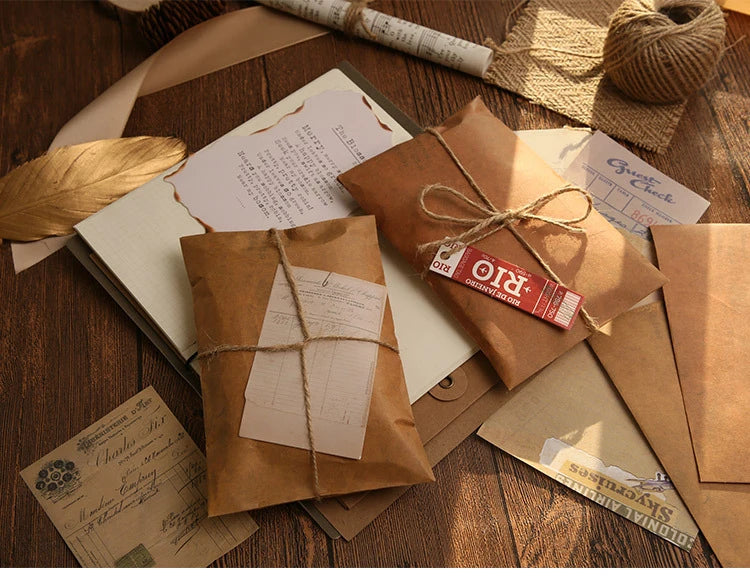 Mr.paper 10pcs/set Vintage Kraft Paper Envelope Creative Nostalgic Postcard Storage Bag Fire Paint Envelope Letter Supplies