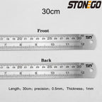 Stainless Steel Ruler Set 6 8 12 16 20 Inch Metal Rulers High Precision Double-Sided Engineering Drawing Office School Tools