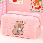 Cute Capybara 1pc pink blue Pillow Design Cosmetic Bag Pencil Case Pen Pouch Large-capacity Student Storage Pencil Case gift