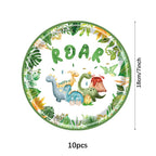 Cartoon Dinosaur Birthday Disposable Tableware Paper Plates Cups Napkin Tablecloth Dinosaur Roar Theme Birthday Party Decoration