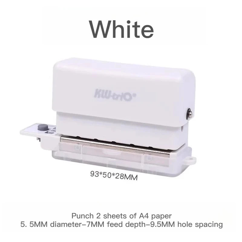 KW-TRIO Mini Portable Multi-Color Punch Hole Binder Punch 6-Hole Punch Multi-Functional Study Organizer Hole Punch