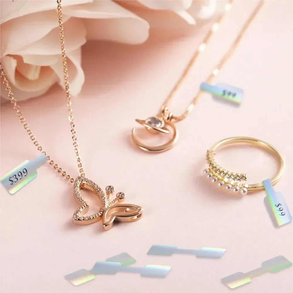 500pcs Paper Price Tags Jewelry Tags Self Adhesive Blank Labels Display Card Packaging Sticker Necklace Earring Bracelet DIY