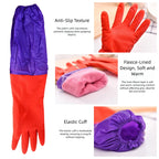 Fleece Lined Latex Dishwashing Gloves Thermal Extra Long Latex Cleaning Gloves Warm Winter Dishwashing Laundry Aid