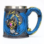 Valhalla Viking Stainless Steel Nordic Viking Barrel Dragon Boat Warrior Horn Skull Beer Mug Tankard Stein Cup 400 ML