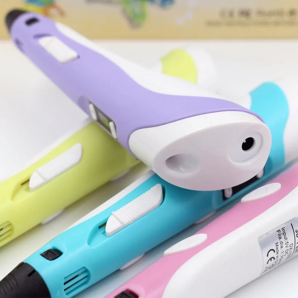 Children's 3D Pen 3D Drawing Printing Pen with LCD Screen Power Adapter 200M PLA Filament Toy Kids Christmas Birthday DIY Gift