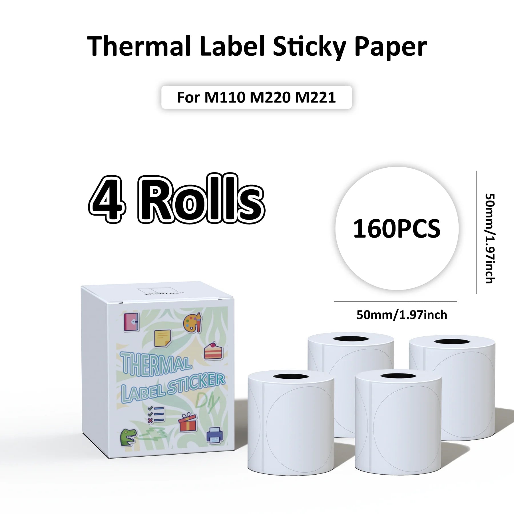 50x50mm Waterproof Self-Adhesive Thermal Labels for Shipping Barcodes Retail Price Tags Office Storage & Organization Stickers